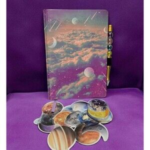 Space Journal Diary for Adults Teens With Handmade Beaded Pen And Stickers